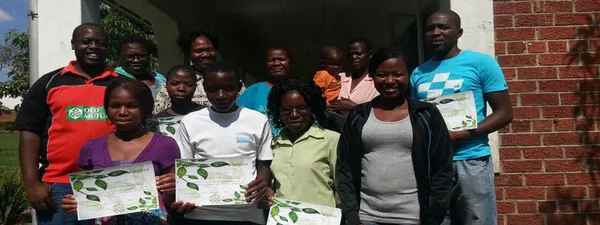 Group training session with fresh produce